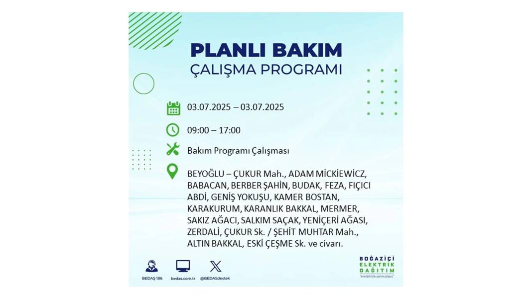 KARANLIĞA GÖMÜLECEKLER: 3 Temmuz Perşembe elektrik kesintisi yaşayacak ilçeler belli oldu. BEDAŞ o ilçeleri uyardı! 45