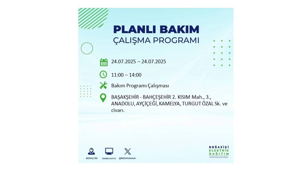 BÜYÜK KESİNTİ YAŞANACAK: BEDAŞ 24 Temmuz Perşembe elektrik kesintisi yaşayacak ilçeleri sıraladı. Elektrikler ne zaman gelecek? 40