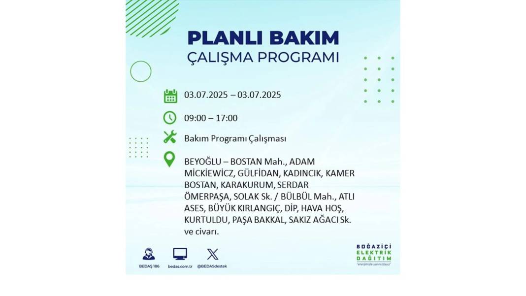 KARANLIĞA GÖMÜLECEKLER: 3 Temmuz Perşembe elektrik kesintisi yaşayacak ilçeler belli oldu. BEDAŞ o ilçeleri uyardı! 46