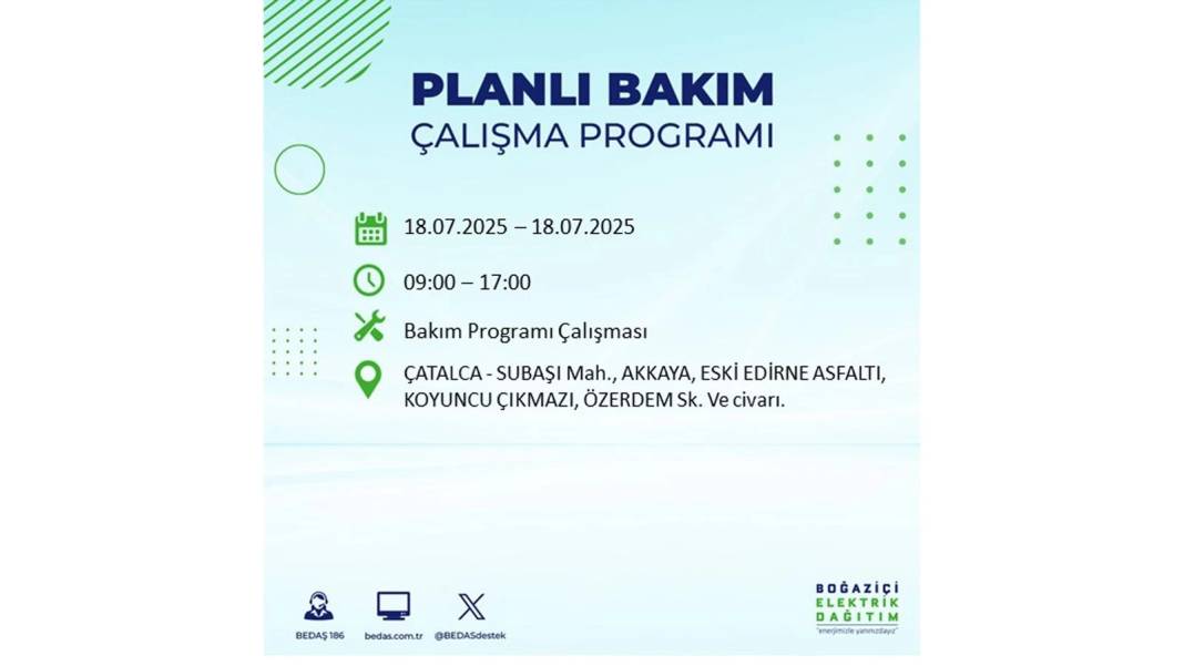O İLÇELERDE UZUN SÜRE ELEKTRİK OLMAYACAK: BEDAŞ 18 Temmuz Cuma elektrik kesintisi yaşayacak ilçeleri duyurdu! 48