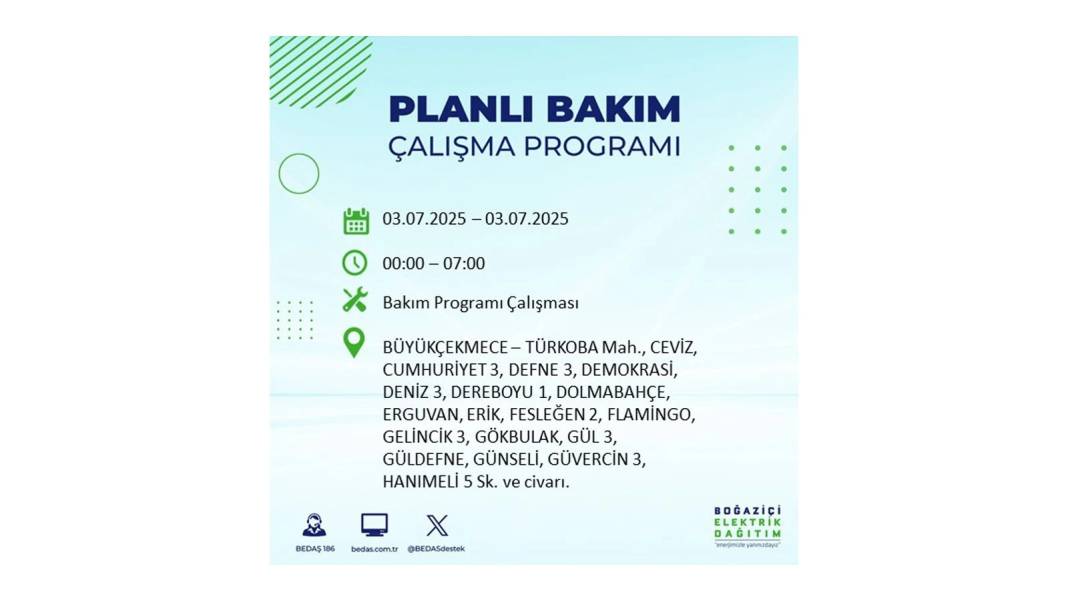 KARANLIĞA GÖMÜLECEKLER: 3 Temmuz Perşembe elektrik kesintisi yaşayacak ilçeler belli oldu. BEDAŞ o ilçeleri uyardı! 44