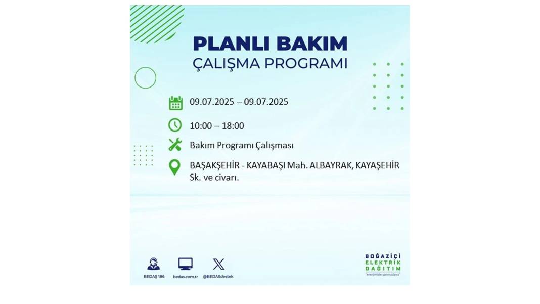 SAATLERCE ELEKTRİK OLMAYACAK: BEDAŞ 9 Temmuz Çarşamba elektrik kesintisi yaşayacak ilçeleri sıraladı! 63