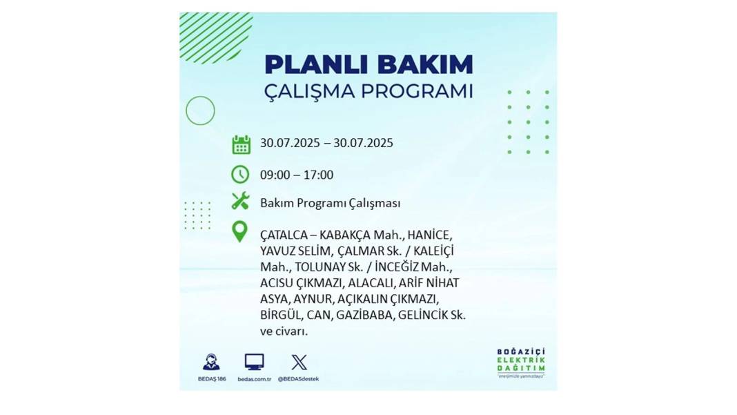 O İLÇELER KARANLIĞA GÖMÜLECEK: BEDAŞ 30 Temmuz Çarşamba elektrik kesintisi yaşayacak ilçeleri sıraladı! 42