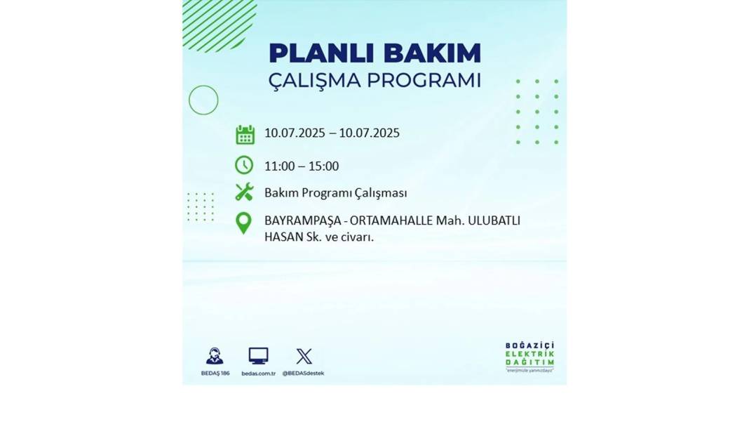 KARANLIĞA HAPSOLACAKLAR: 10 Temmuz Perşembe İstanbul elektrik kesintisi. BEDAŞ o ilçeleri teker teker uyardı! 62