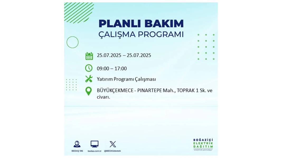 O İLÇELERDE ELEKTRİK OLMAYACAK: BEDAŞ 25 Temmuz Cuma elektrik kesintisi yaşayacak ilçeler belli oldu! 47