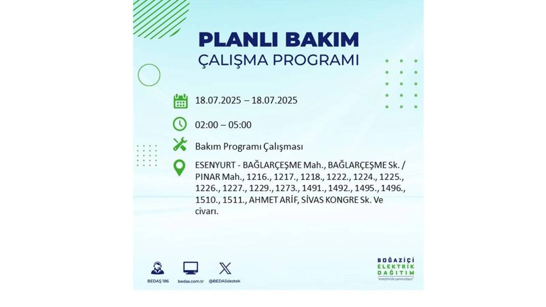 O İLÇELERDE UZUN SÜRE ELEKTRİK OLMAYACAK: BEDAŞ 18 Temmuz Cuma elektrik kesintisi yaşayacak ilçeleri duyurdu! 49