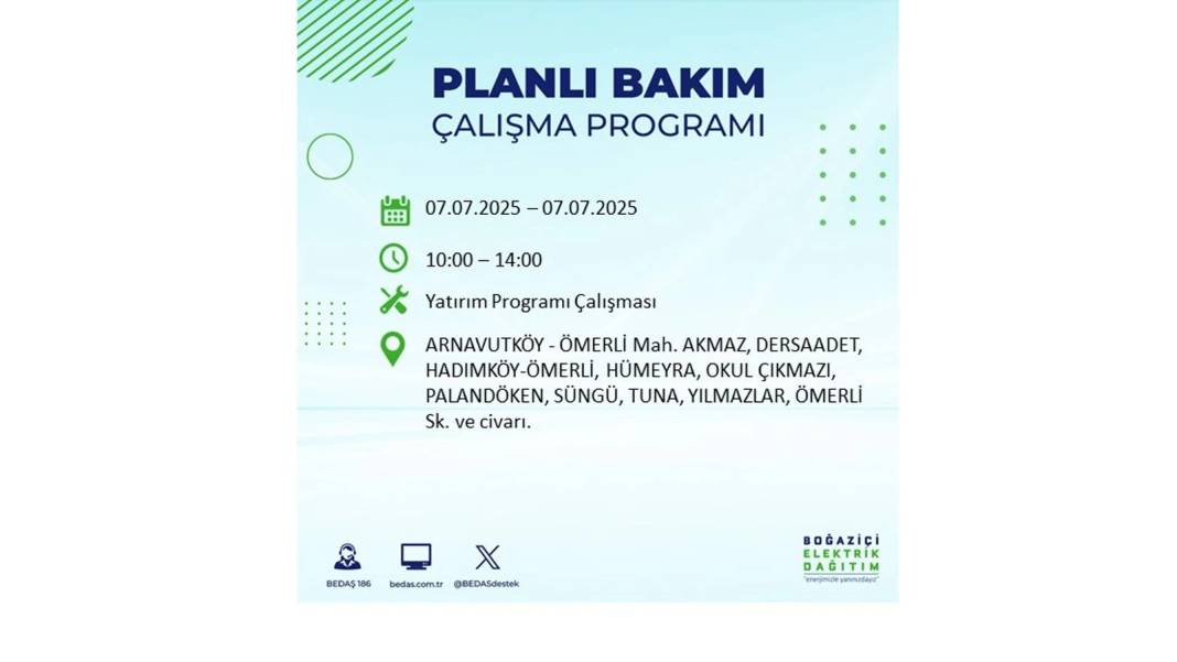 BÜYÜK ELEKTRİK KESİNTİSİ YAŞANACAK: BEDAŞ 7 Temmuz Pazartesi elektrik kesintisi yaşayacak ilçeleri sıraladı! 86