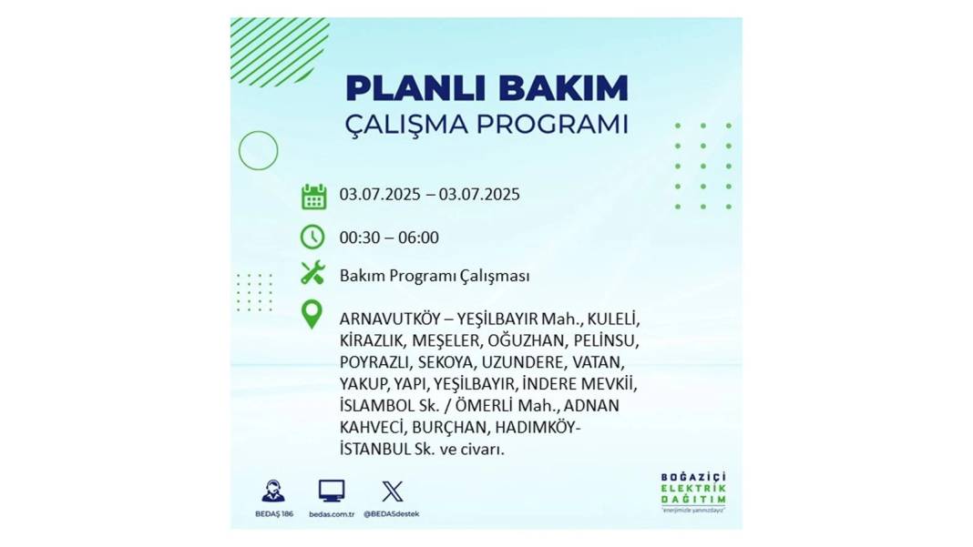 KARANLIĞA GÖMÜLECEKLER: 3 Temmuz Perşembe elektrik kesintisi yaşayacak ilçeler belli oldu. BEDAŞ o ilçeleri uyardı! 69