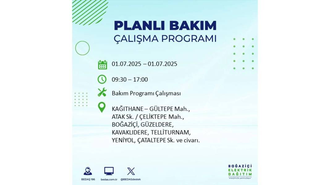 O İLÇELERDE ELEKTRİK OLMAYACAK: BEDAŞ 1 Temmuz Salı elektrik kesintisi yaşayacak ilçeleri sıraladı! 55