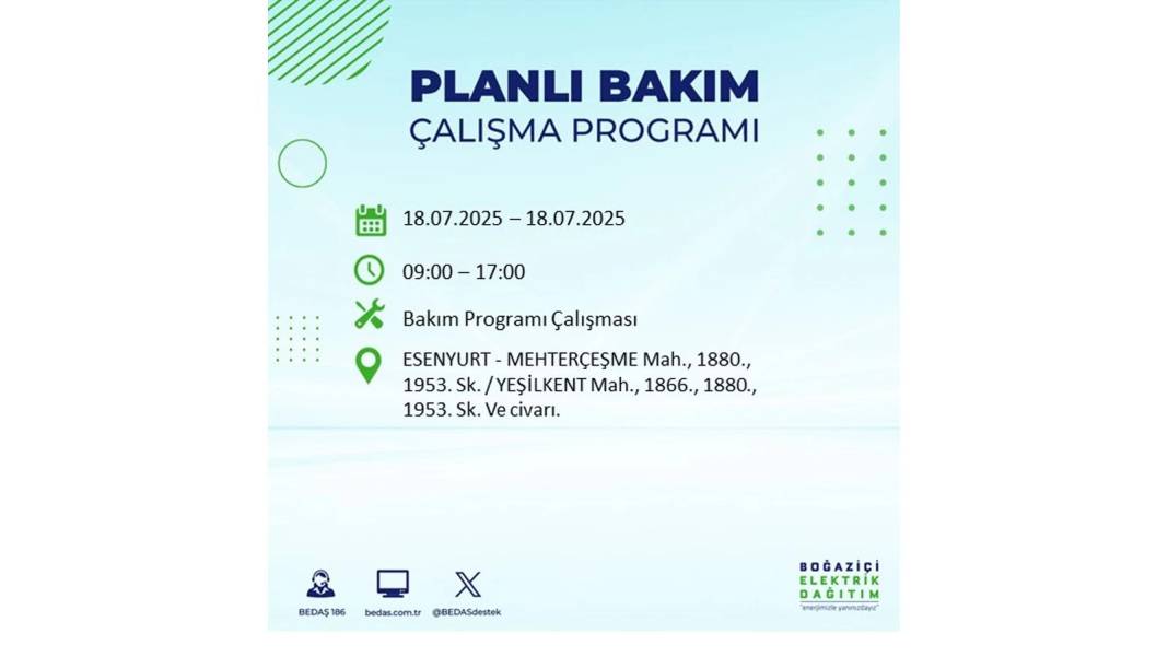O İLÇELERDE UZUN SÜRE ELEKTRİK OLMAYACAK: BEDAŞ 18 Temmuz Cuma elektrik kesintisi yaşayacak ilçeleri duyurdu! 50