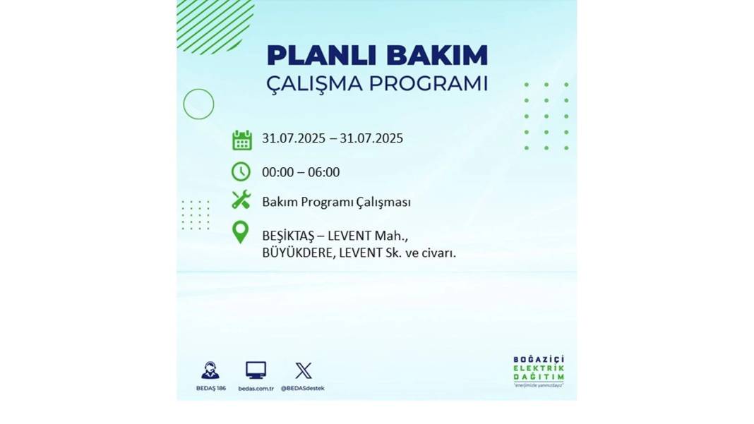 BÜYÜK ELEKTRİK KESİNTİSİ OLACAK: BEDAŞ 31 Temmuz Perşembe elektrik kesintisi yaşayacak ilçeleri sıraladı! 54