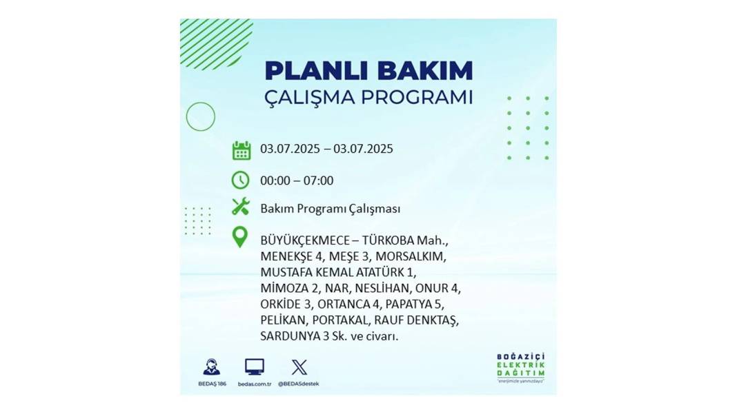 KARANLIĞA GÖMÜLECEKLER: 3 Temmuz Perşembe elektrik kesintisi yaşayacak ilçeler belli oldu. BEDAŞ o ilçeleri uyardı! 40