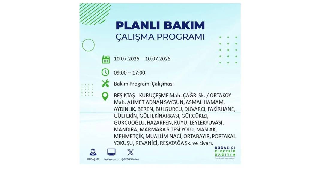 KARANLIĞA HAPSOLACAKLAR: 10 Temmuz Perşembe İstanbul elektrik kesintisi. BEDAŞ o ilçeleri teker teker uyardı! 59