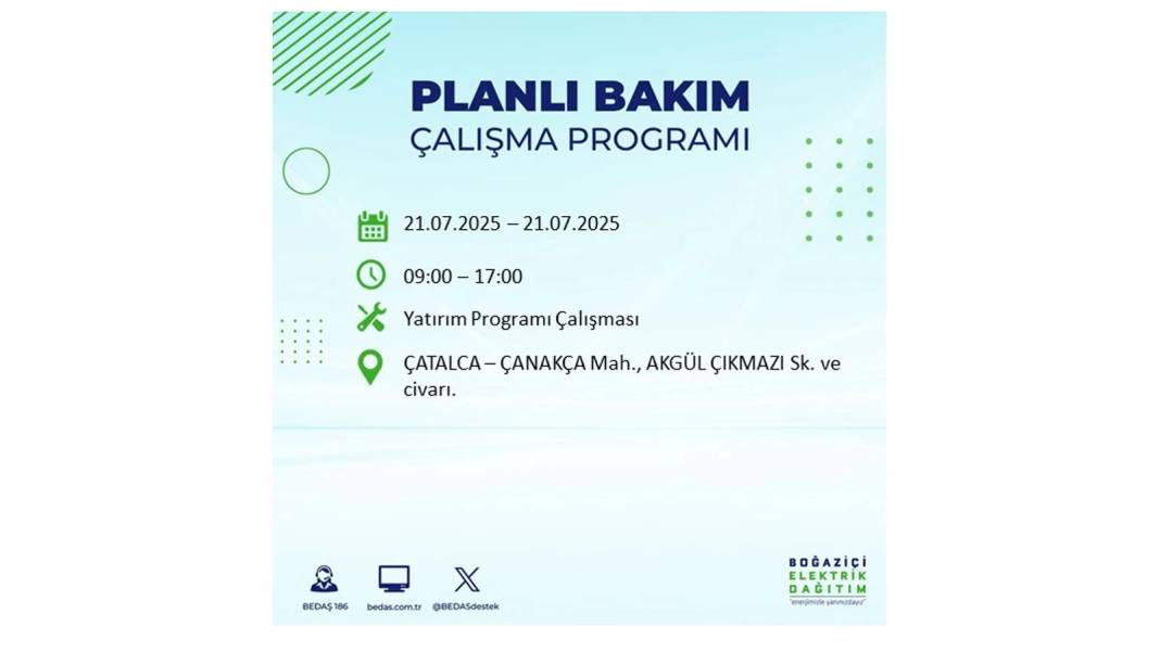 O İLÇLERDE ELEKTRİK OLMAYACAK: BEDAŞ 21 Temmuz Pazartesi elektrik kesintisi yaşayacak ilçeleri sıraladı! 31