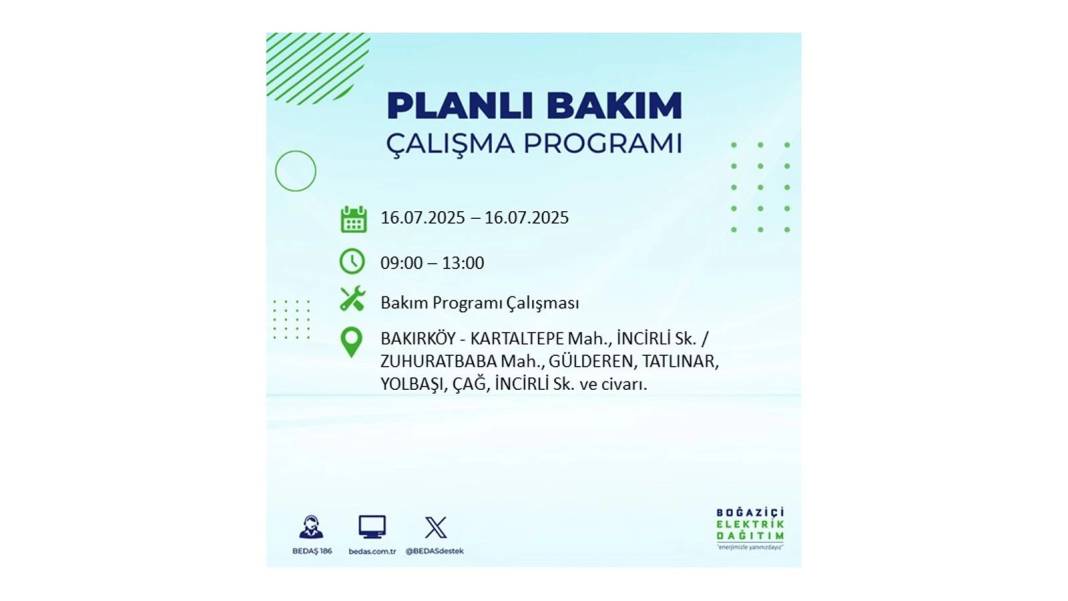 KARANLIĞA HAPSOLACAKLAR: 16 Temmuz Çarşamba İstanbul elektrik kesintisi. BEDAŞ o ilçeleri teker teker uyardı! 76