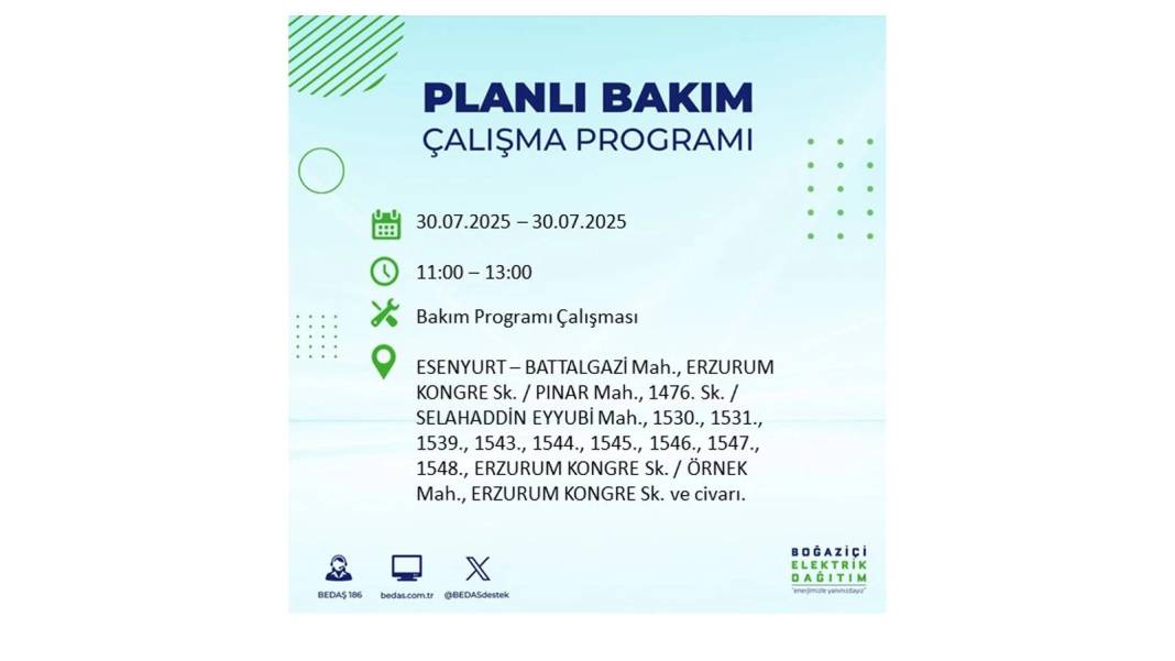 O İLÇELER KARANLIĞA GÖMÜLECEK: BEDAŞ 30 Temmuz Çarşamba elektrik kesintisi yaşayacak ilçeleri sıraladı! 38