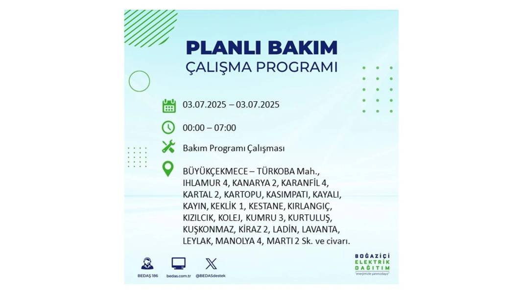 KARANLIĞA GÖMÜLECEKLER: 3 Temmuz Perşembe elektrik kesintisi yaşayacak ilçeler belli oldu. BEDAŞ o ilçeleri uyardı! 38