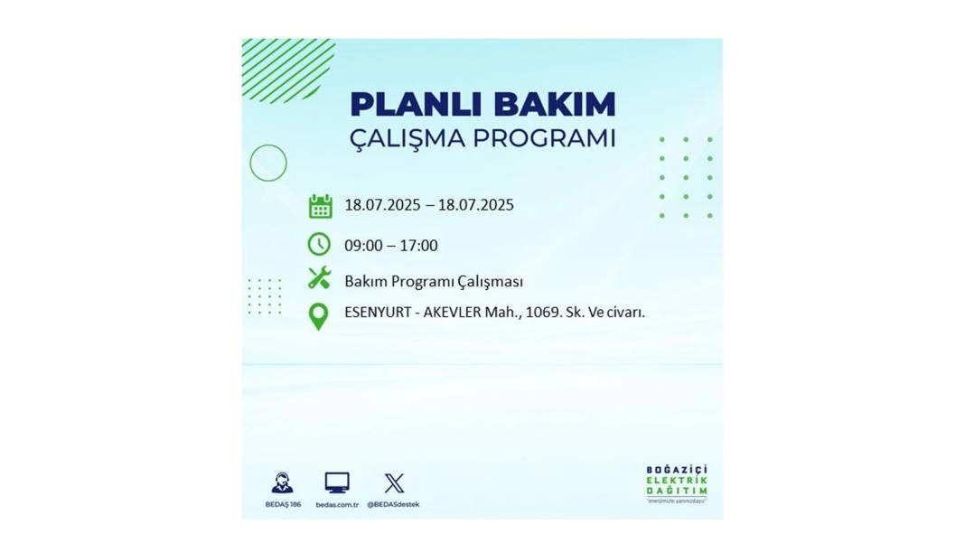 O İLÇELERDE UZUN SÜRE ELEKTRİK OLMAYACAK: BEDAŞ 18 Temmuz Cuma elektrik kesintisi yaşayacak ilçeleri duyurdu! 44
