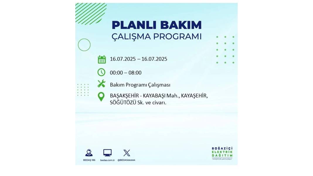 KARANLIĞA HAPSOLACAKLAR: 16 Temmuz Çarşamba İstanbul elektrik kesintisi. BEDAŞ o ilçeleri teker teker uyardı! 72