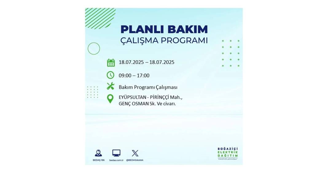 O İLÇELERDE UZUN SÜRE ELEKTRİK OLMAYACAK: BEDAŞ 18 Temmuz Cuma elektrik kesintisi yaşayacak ilçeleri duyurdu! 43
