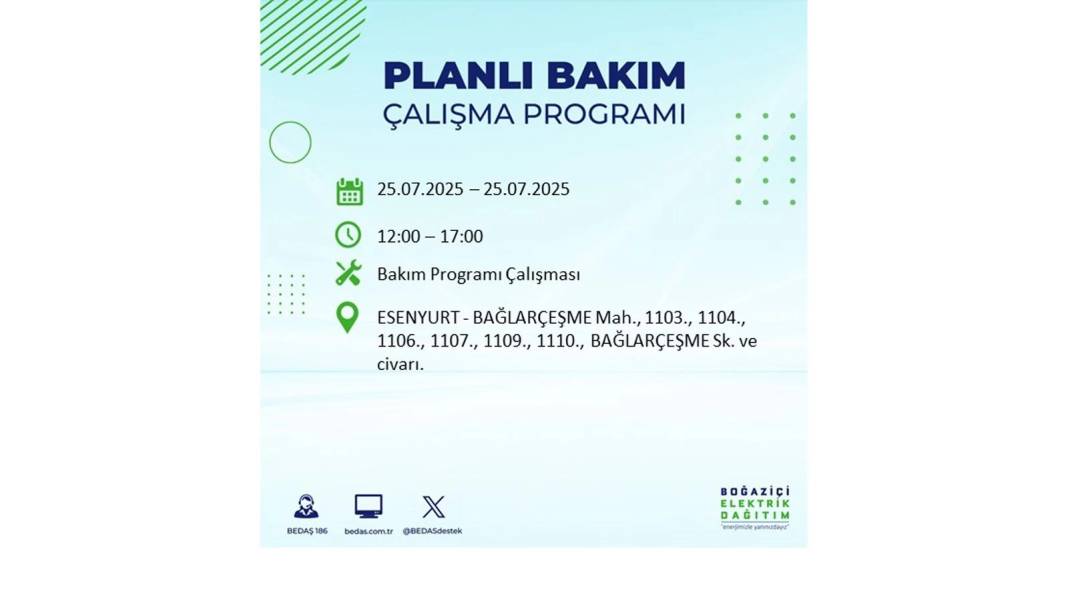 O İLÇELERDE ELEKTRİK OLMAYACAK: BEDAŞ 25 Temmuz Cuma elektrik kesintisi yaşayacak ilçeler belli oldu! 38