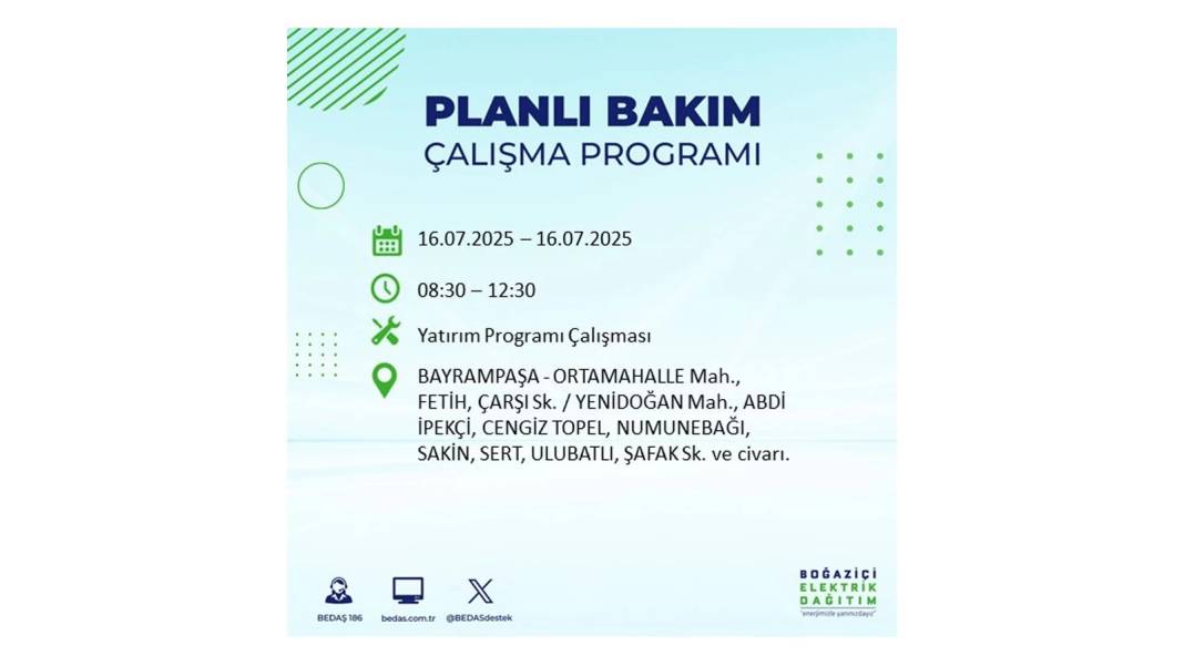 KARANLIĞA HAPSOLACAKLAR: 16 Temmuz Çarşamba İstanbul elektrik kesintisi. BEDAŞ o ilçeleri teker teker uyardı! 71