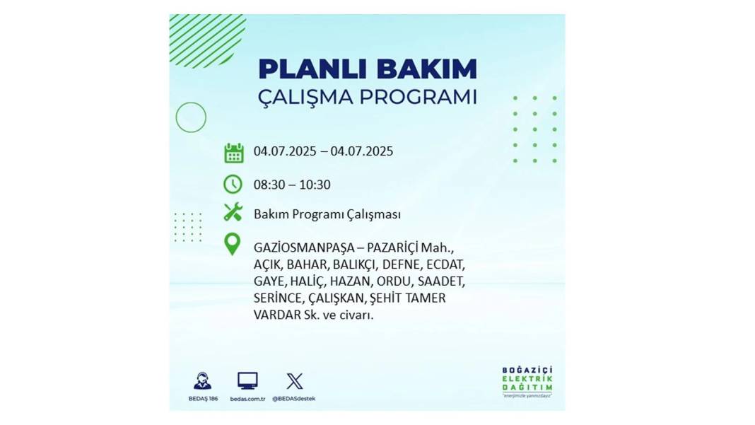 BÜYÜK KESİNTİ YAŞANACAK: BEDAŞ 4 Temmuz Cuma elektrik kesintisi yaşayacak ilçeleri sıraladı. Elektrikler ne zaman gelecek? 34