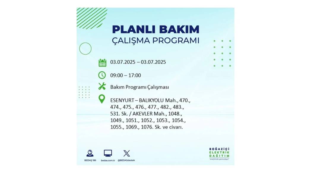 KARANLIĞA GÖMÜLECEKLER: 3 Temmuz Perşembe elektrik kesintisi yaşayacak ilçeler belli oldu. BEDAŞ o ilçeleri uyardı! 30