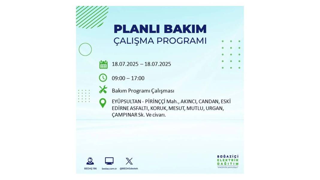 O İLÇELERDE UZUN SÜRE ELEKTRİK OLMAYACAK: BEDAŞ 18 Temmuz Cuma elektrik kesintisi yaşayacak ilçeleri duyurdu! 41