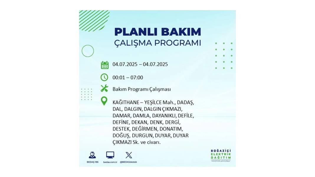BÜYÜK KESİNTİ YAŞANACAK: BEDAŞ 4 Temmuz Cuma elektrik kesintisi yaşayacak ilçeleri sıraladı. Elektrikler ne zaman gelecek? 36