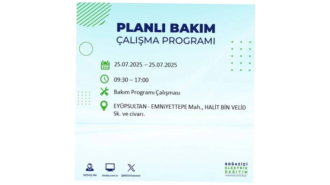 O İLÇELERDE ELEKTRİK OLMAYACAK: BEDAŞ 25 Temmuz Cuma elektrik kesintisi yaşayacak ilçeler belli oldu! 39