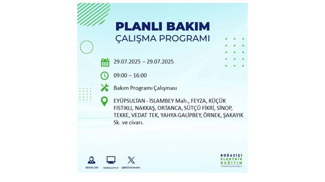 KARANLIĞA GÖMÜLECEKLER: BEDAŞ 29 Temmuz Salı günü elektrik kesintisi yaşayacak ilçeleri sıraladı. Elektrikler ne zaman gelecek? 29
