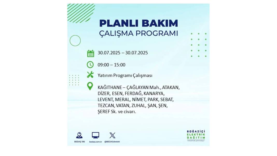 O İLÇELER KARANLIĞA GÖMÜLECEK: BEDAŞ 30 Temmuz Çarşamba elektrik kesintisi yaşayacak ilçeleri sıraladı! 32