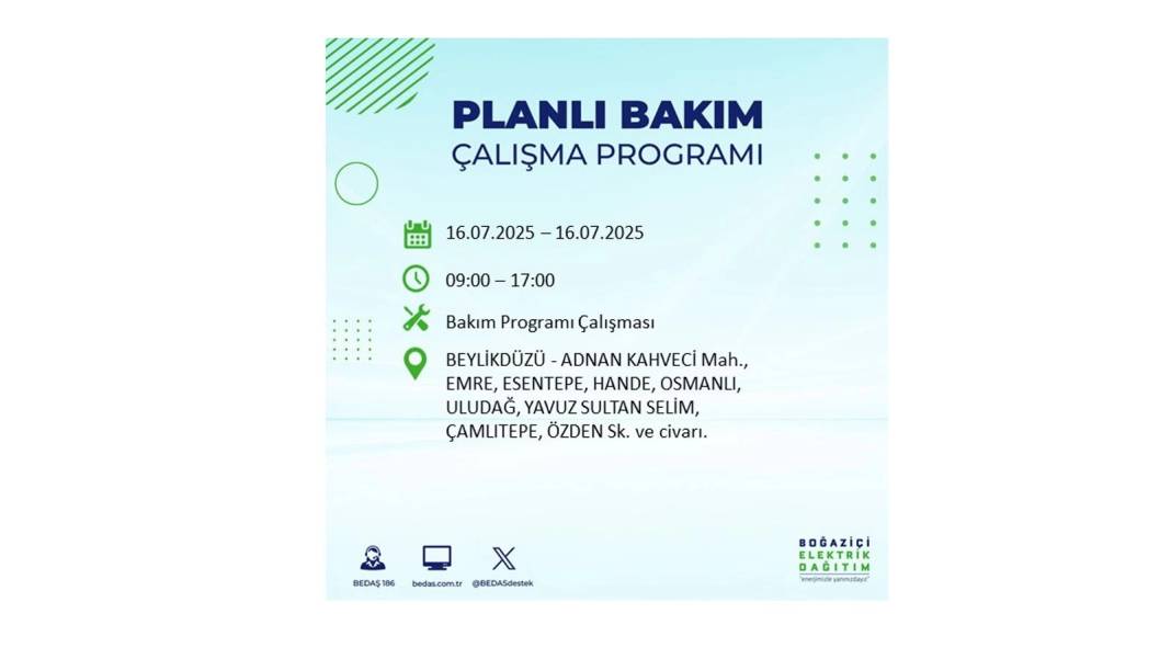 KARANLIĞA HAPSOLACAKLAR: 16 Temmuz Çarşamba İstanbul elektrik kesintisi. BEDAŞ o ilçeleri teker teker uyardı! 68