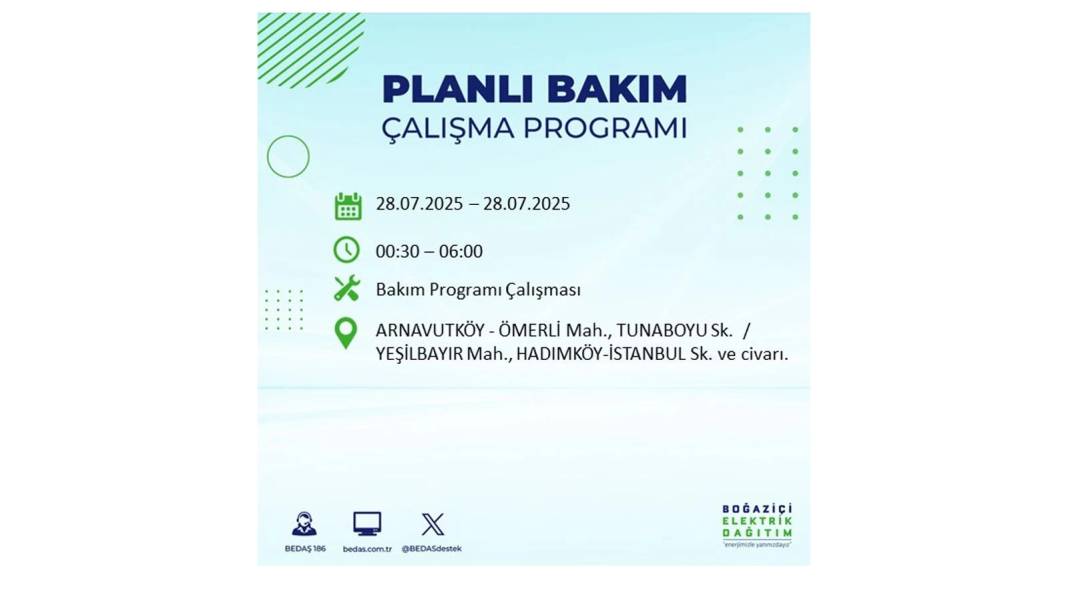 O İLÇELERDE ELEKTRİK OLMAYACAK: BEDAŞ 28 Temmuz Pazartesi elektrik kesintisi yaşayacak ilçeleri sıraladı! 55
