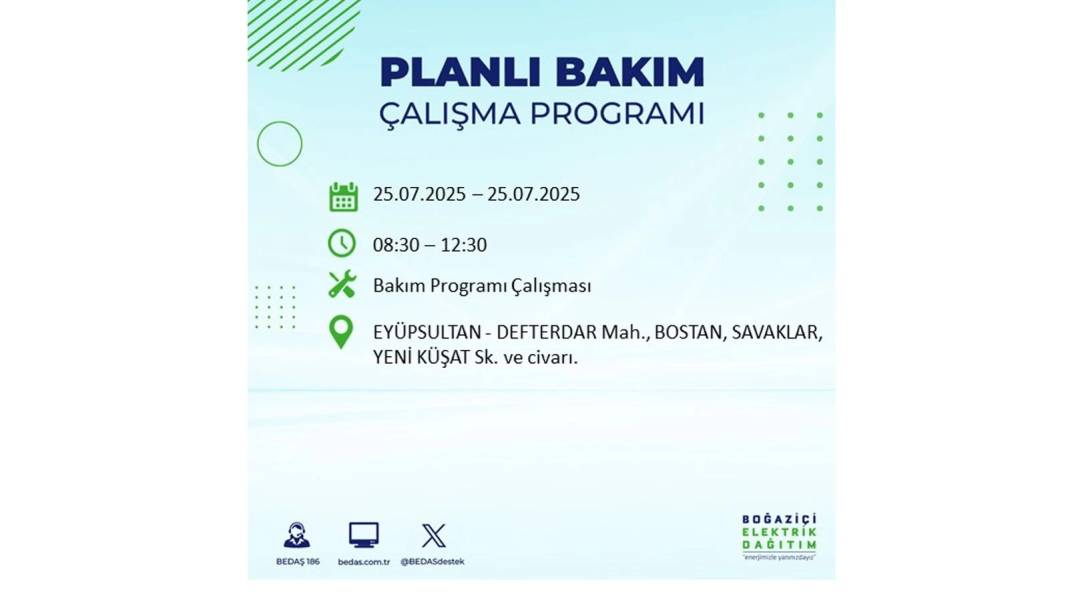 O İLÇELERDE ELEKTRİK OLMAYACAK: BEDAŞ 25 Temmuz Cuma elektrik kesintisi yaşayacak ilçeler belli oldu! 37