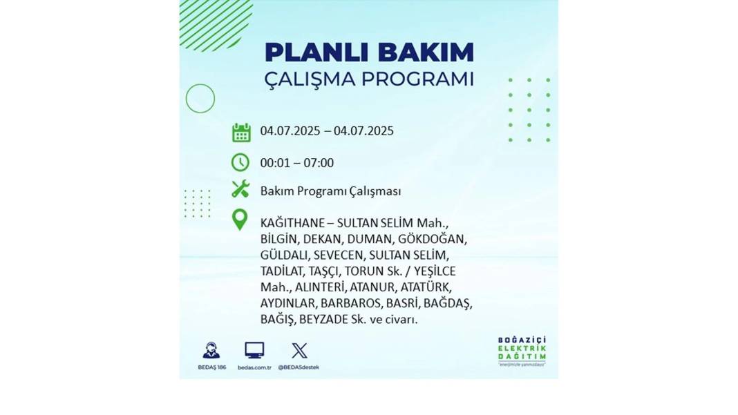 BÜYÜK KESİNTİ YAŞANACAK: BEDAŞ 4 Temmuz Cuma elektrik kesintisi yaşayacak ilçeleri sıraladı. Elektrikler ne zaman gelecek? 35