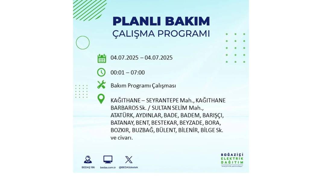 BÜYÜK KESİNTİ YAŞANACAK: BEDAŞ 4 Temmuz Cuma elektrik kesintisi yaşayacak ilçeleri sıraladı. Elektrikler ne zaman gelecek? 33