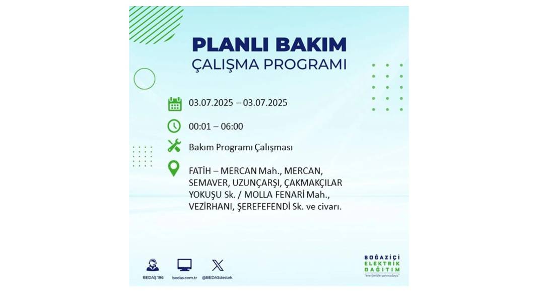 KARANLIĞA GÖMÜLECEKLER: 3 Temmuz Perşembe elektrik kesintisi yaşayacak ilçeler belli oldu. BEDAŞ o ilçeleri uyardı! 32