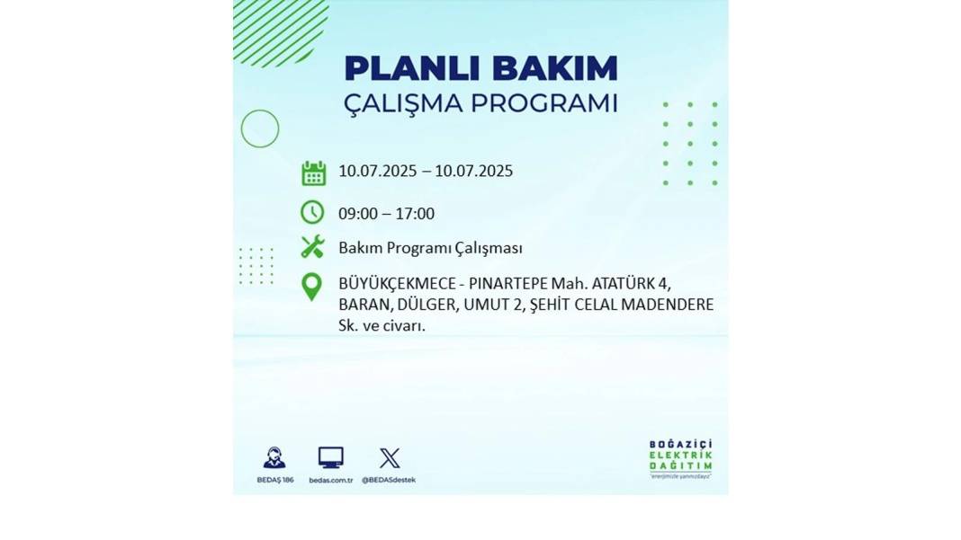 KARANLIĞA HAPSOLACAKLAR: 10 Temmuz Perşembe İstanbul elektrik kesintisi. BEDAŞ o ilçeleri teker teker uyardı! 50
