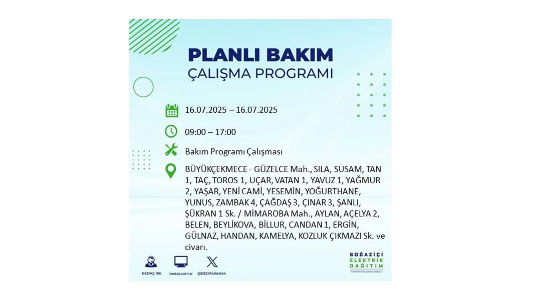 KARANLIĞA HAPSOLACAKLAR: 16 Temmuz Çarşamba İstanbul elektrik kesintisi. BEDAŞ o ilçeleri teker teker uyardı! 63