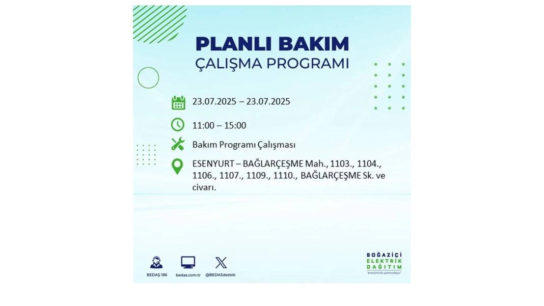 BÜYÜK ELEKTRİK KESİNTİSİ YAŞANACAK: BEDAŞ 23 Temmuz Çarşamba günü elektrik kesintisi yaşayacak ilçeleri sıraladı! 29