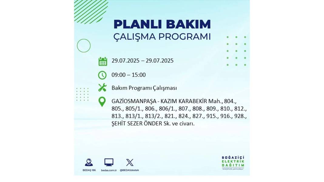 KARANLIĞA GÖMÜLECEKLER: BEDAŞ 29 Temmuz Salı günü elektrik kesintisi yaşayacak ilçeleri sıraladı. Elektrikler ne zaman gelecek? 25