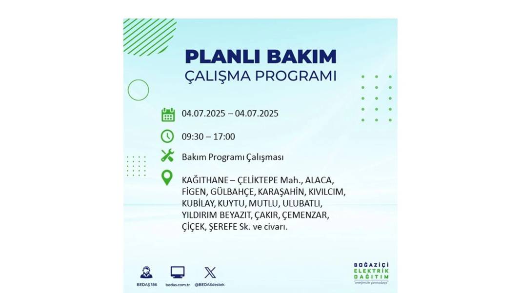 BÜYÜK KESİNTİ YAŞANACAK: BEDAŞ 4 Temmuz Cuma elektrik kesintisi yaşayacak ilçeleri sıraladı. Elektrikler ne zaman gelecek? 30