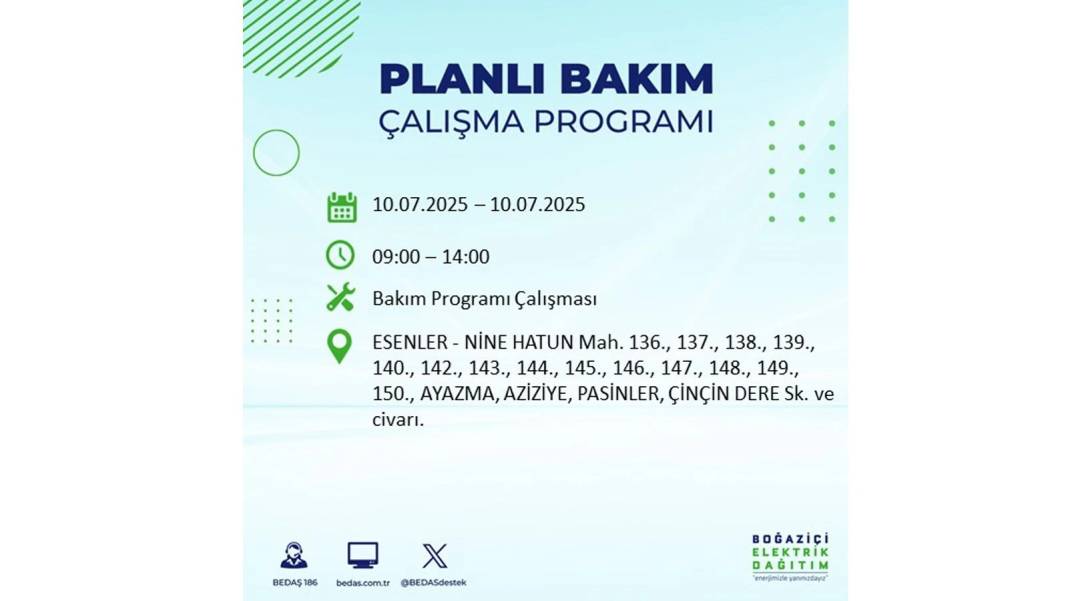 KARANLIĞA HAPSOLACAKLAR: 10 Temmuz Perşembe İstanbul elektrik kesintisi. BEDAŞ o ilçeleri teker teker uyardı! 48