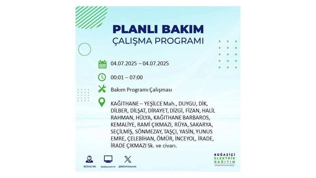 BÜYÜK KESİNTİ YAŞANACAK: BEDAŞ 4 Temmuz Cuma elektrik kesintisi yaşayacak ilçeleri sıraladı. Elektrikler ne zaman gelecek? 27