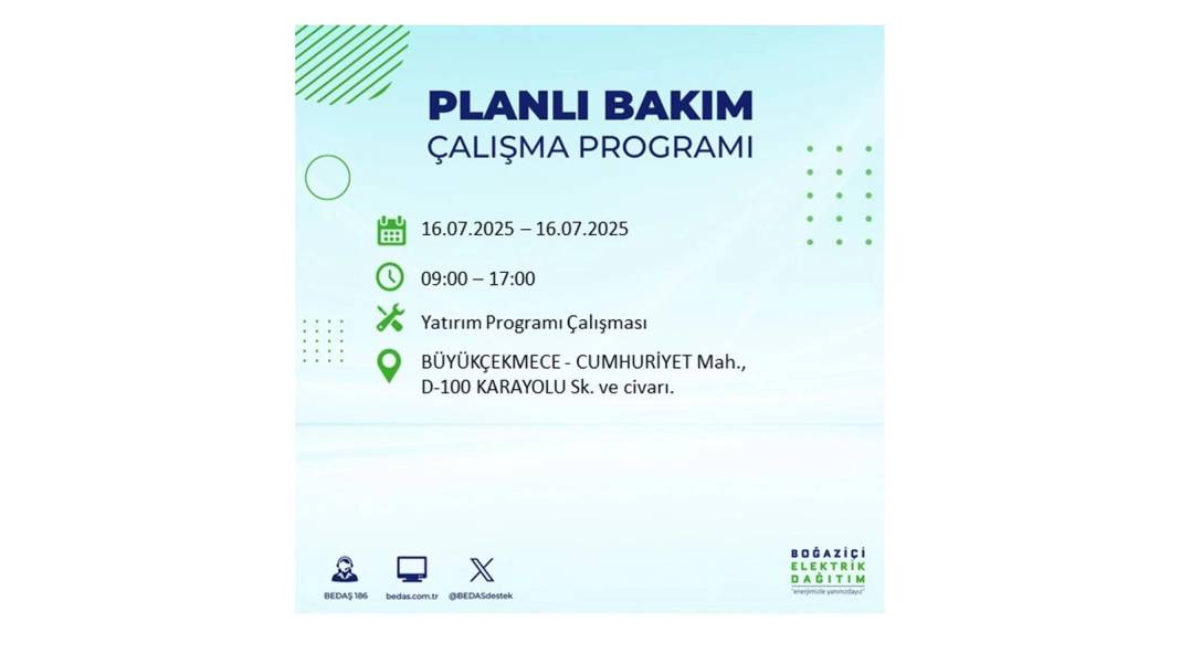 KARANLIĞA HAPSOLACAKLAR: 16 Temmuz Çarşamba İstanbul elektrik kesintisi. BEDAŞ o ilçeleri teker teker uyardı! 64