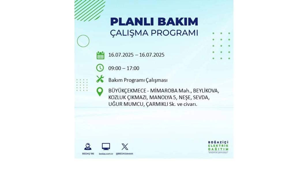 KARANLIĞA HAPSOLACAKLAR: 16 Temmuz Çarşamba İstanbul elektrik kesintisi. BEDAŞ o ilçeleri teker teker uyardı! 61