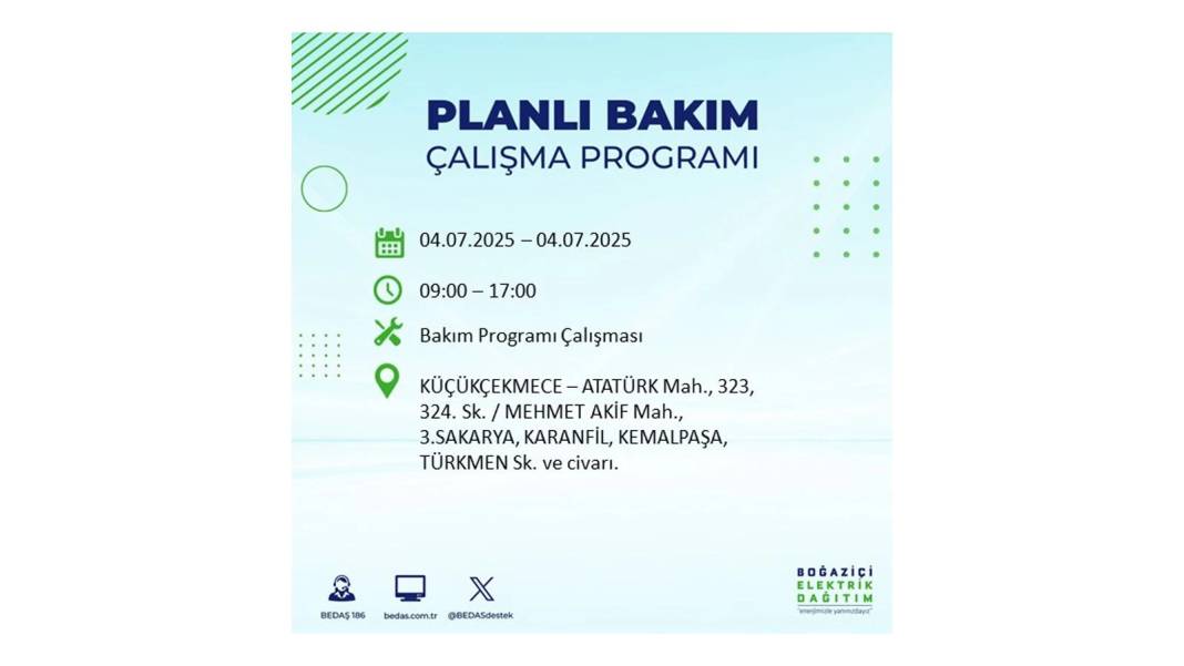 BÜYÜK KESİNTİ YAŞANACAK: BEDAŞ 4 Temmuz Cuma elektrik kesintisi yaşayacak ilçeleri sıraladı. Elektrikler ne zaman gelecek? 31