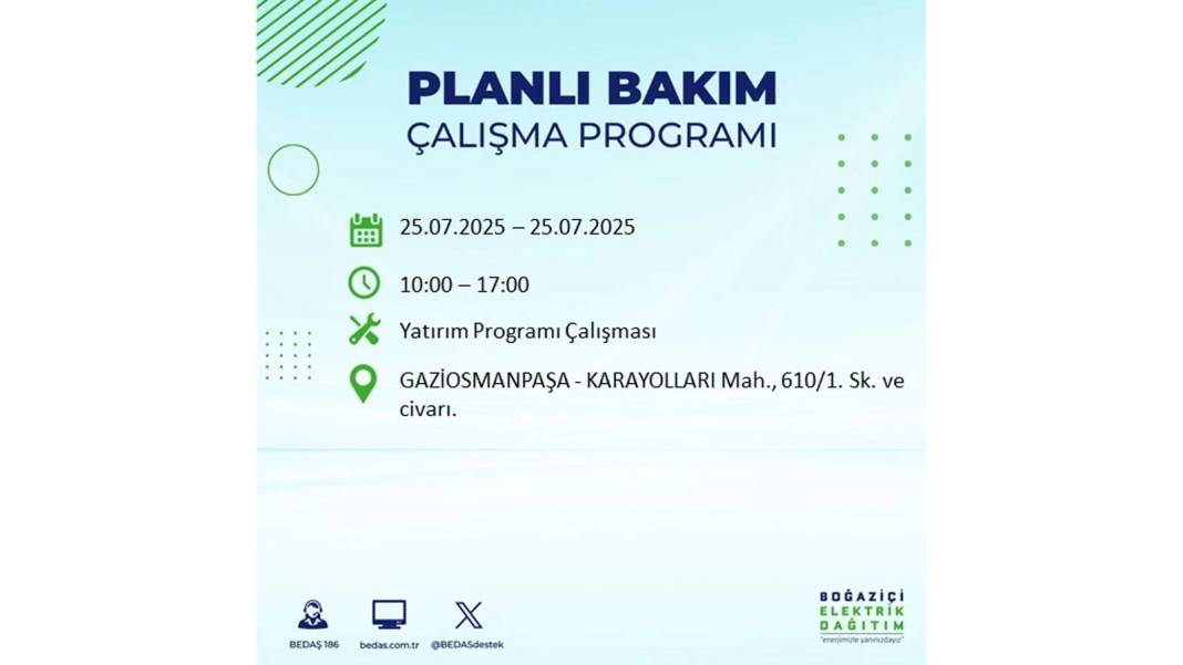 O İLÇELERDE ELEKTRİK OLMAYACAK: BEDAŞ 25 Temmuz Cuma elektrik kesintisi yaşayacak ilçeler belli oldu! 34